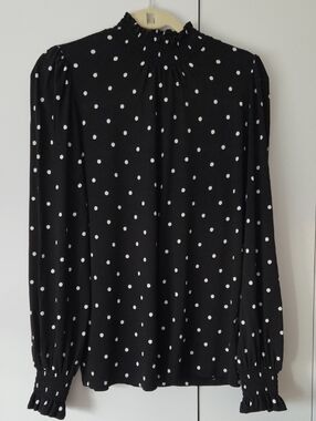 RW&CO. Black Blouse with White Polka Dots